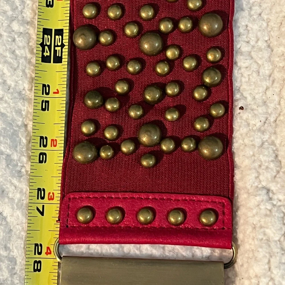 Vintage Studded Stretch Retro Red Belt - Picture 3 of 13